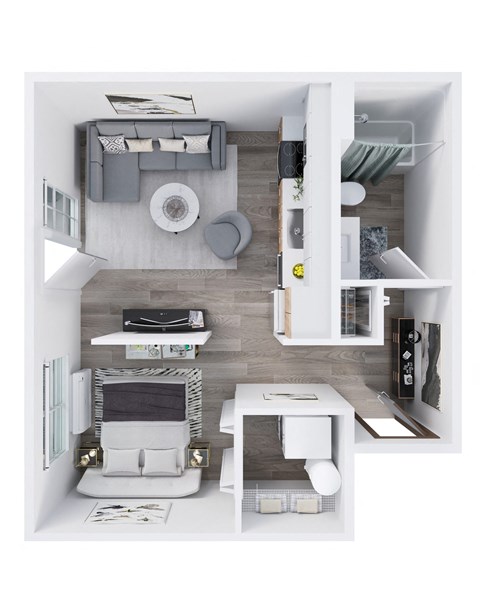 Harbor Sky Apartments in Portland, Oregon Studio A Floor Plan